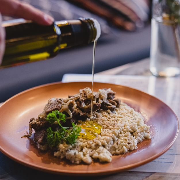 Risoto de pupunha com filé mignon