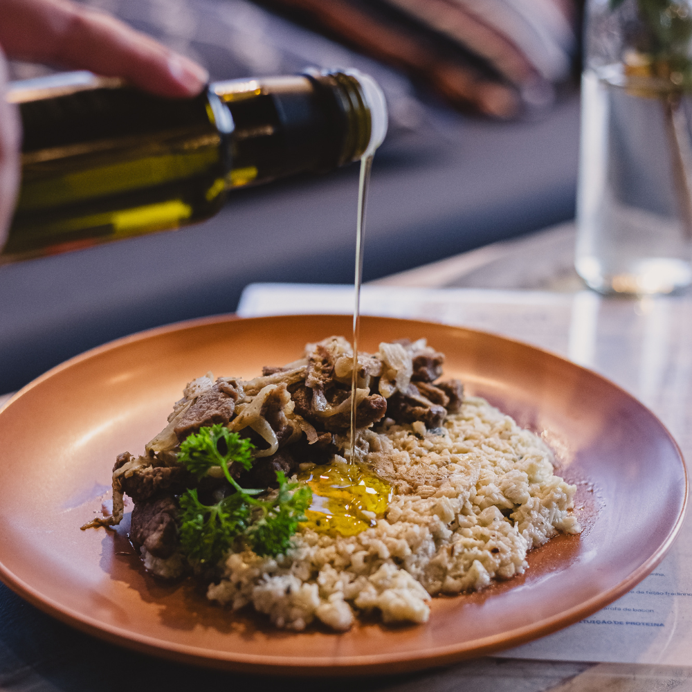 Risoto de pupunha com filé mignon