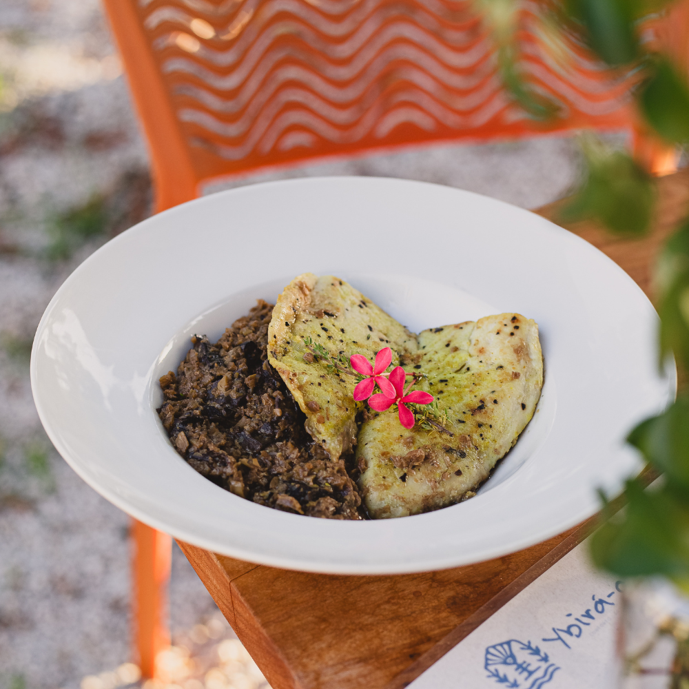 Risoto ao funghi e filé de peixe